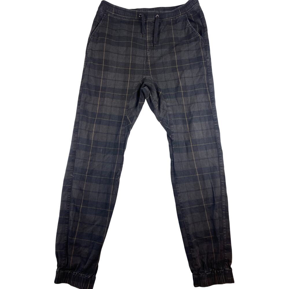 Men’s Foreign Exchange Plaid Joggers Pants Sz XL Drawstring Flat Front Casual